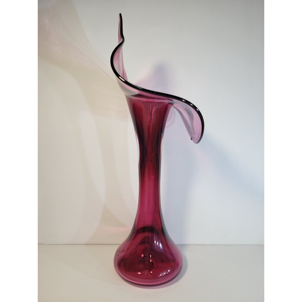 Vintage Cranberry Pilgrim Art Glass Jack In The Pulpit Vase Mid Century - Picture 2 of 4